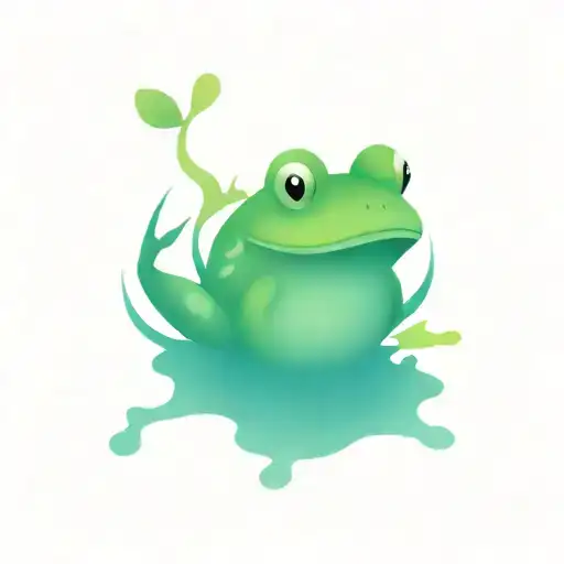 3D Tattoo Design Of Frog Sitting With Tooth Floating