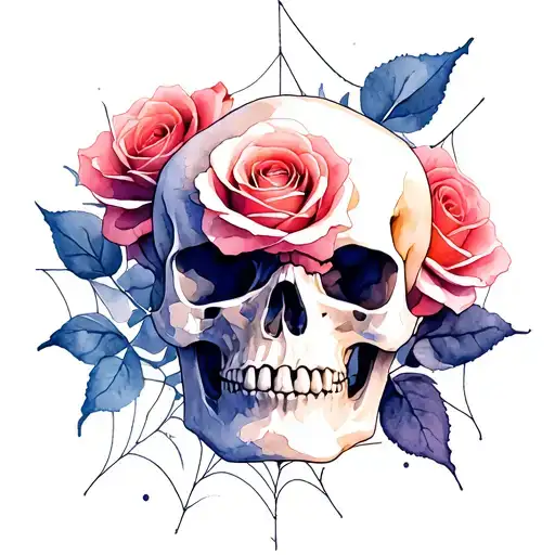 Skull Roses Spider Web