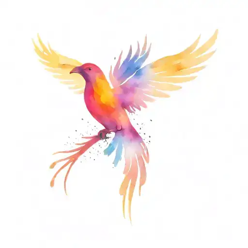 Finger Print Bird Rising Phoenix Wings Spread Bright