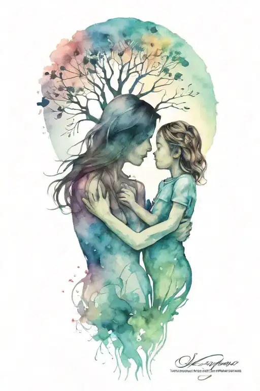 Mother And Daughter Silhouette