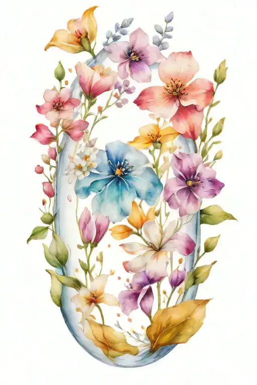 Wildflowers Growing Inside A Water Droplet Forming