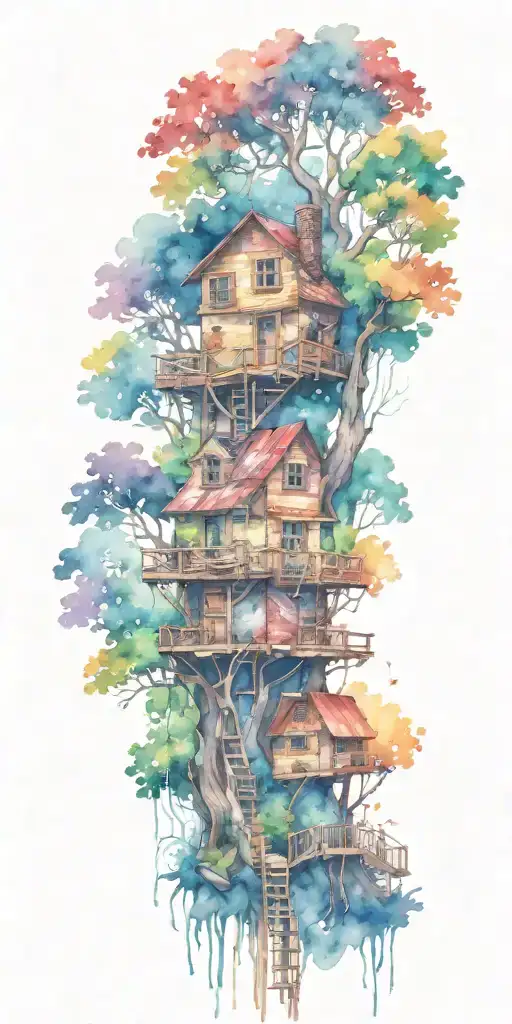 Tree House In A Forest