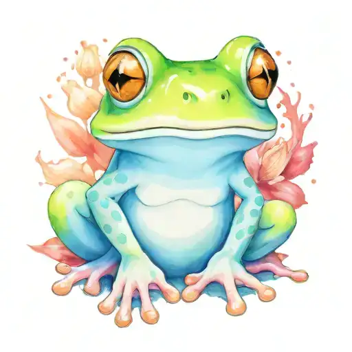 3D Tattoo Design Of Frog Sitting With Single Tooth