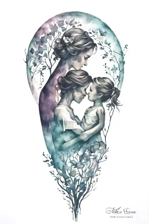 Mother And Daughter Silhouette