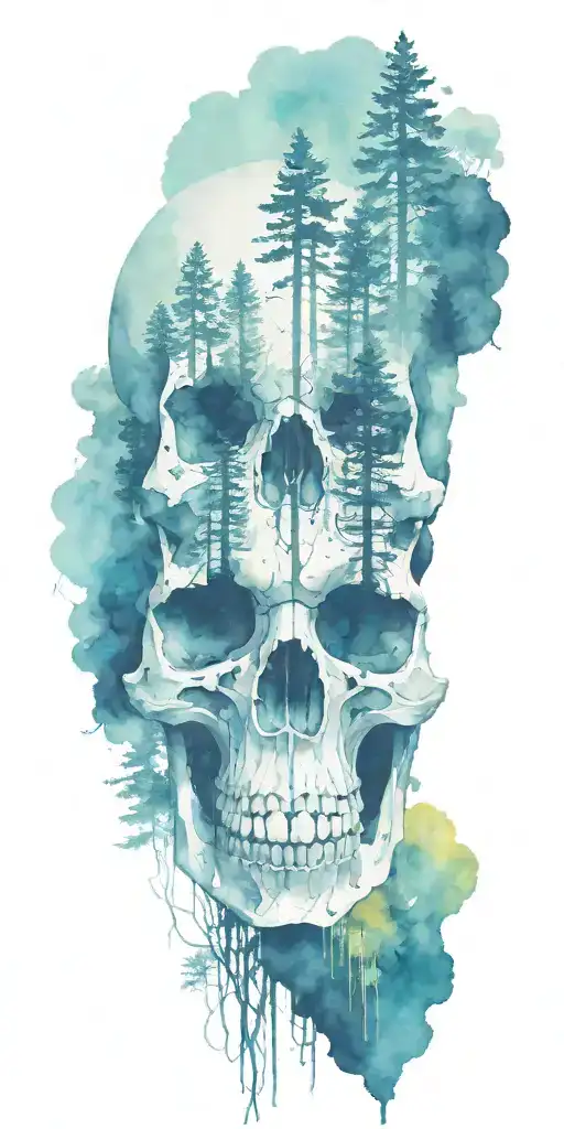 Massive Forest Landscape With Hidden Negative Space Shaped Like A Skull