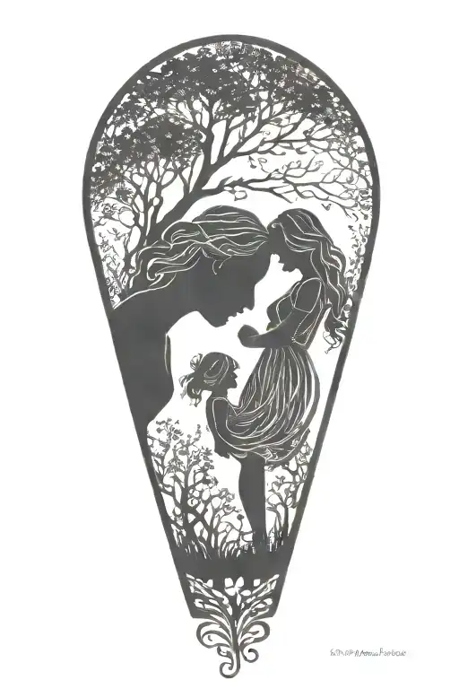 Mother And Daughter Silhouette