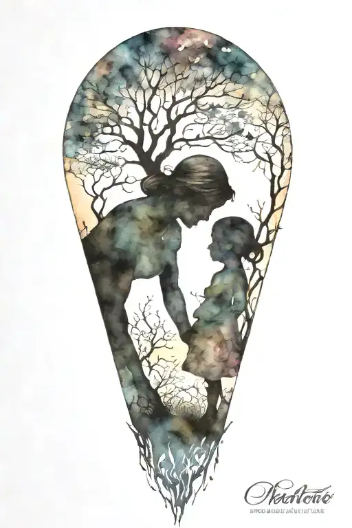 Mother And Daughter Silhouette