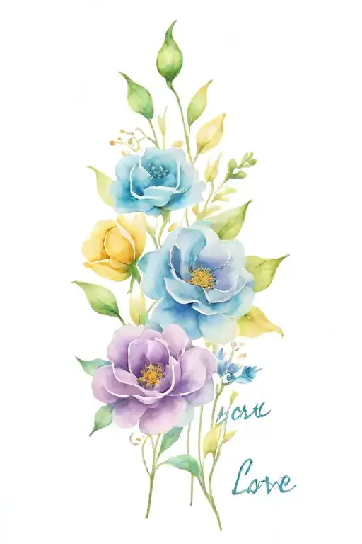 Flowers In A Line With Words Love You Lots