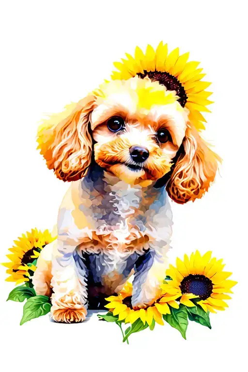 Mini Poodle Made Of Sunflowers