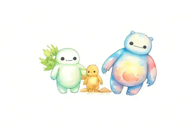 Baby Baymax Beside Baby Groot