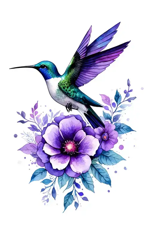 Skull Flower Purple Hummingbird
