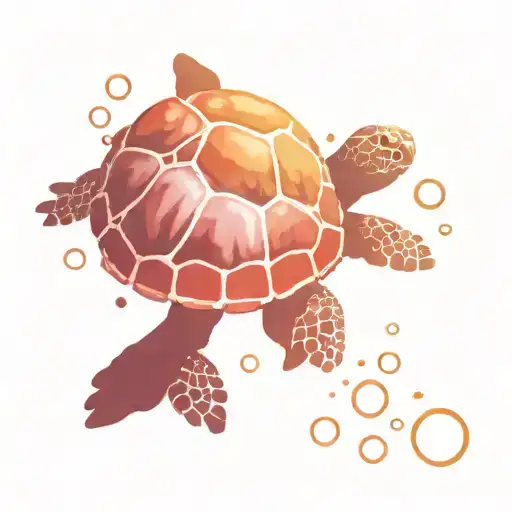 Bubble Black And White And Cute Turtle In Color Inside