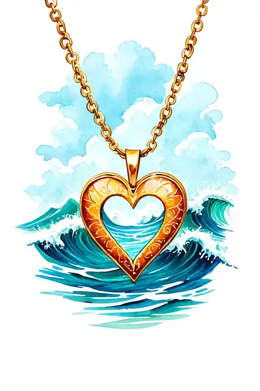 Heart Of The Ocean Necklace With Waves Crashing In The Background