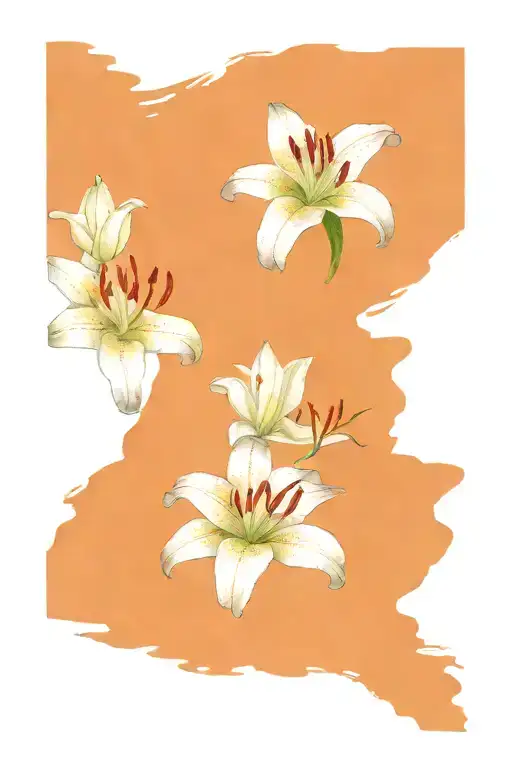 Lilies Flower And Gray Tabby Cat