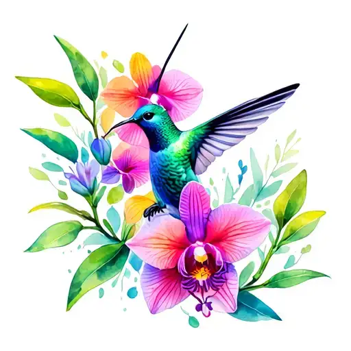 Hummingbird Orchids Blooming