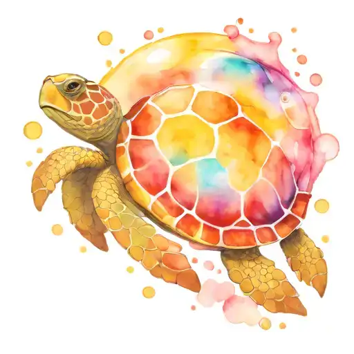 Little Sea Turtle Swimming Into A Big Bubble