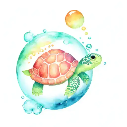Cute Turtle Into A Bubble