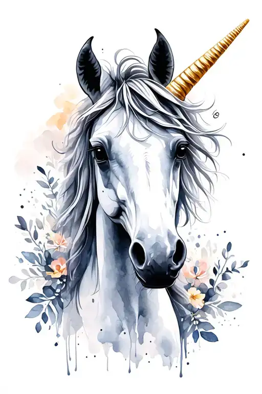 Black Unicorn With Gold Horn