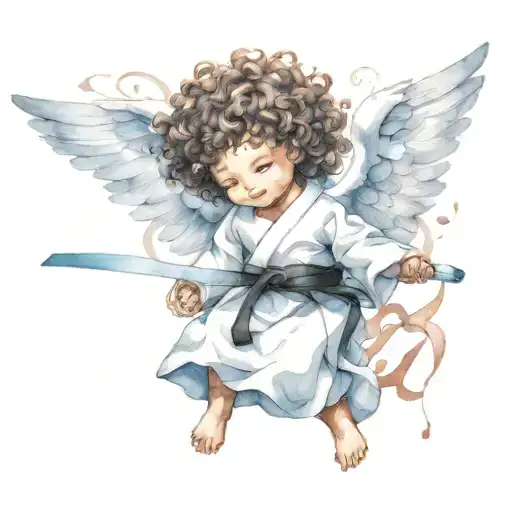 Curly Haired Angel Baby Black Belt Jiujtsu Gi
