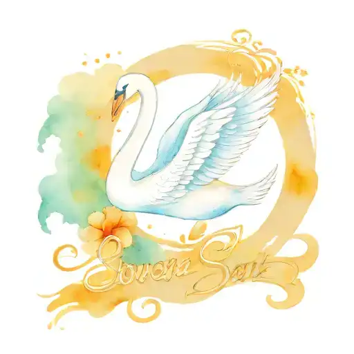 Swan With Lettering Heart And Soul Love Passion