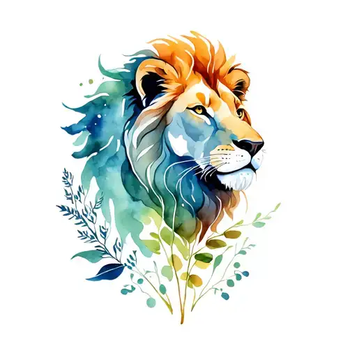 Astrological Sign Of The Lion With Plants