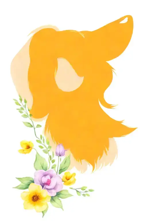 Face Of A Dachshund Dog In Flowers