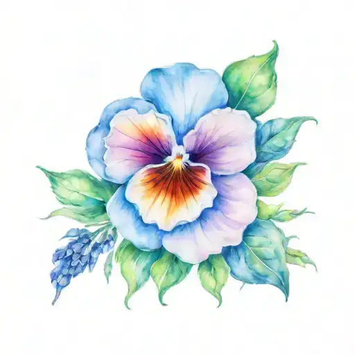 Pansy Rose And Lavender Flower