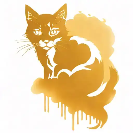 Fire And Black Cat Sitting