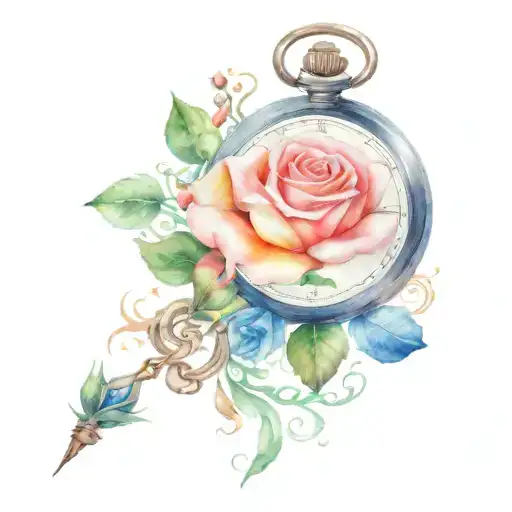 Pocket Watch Rose Intertwined
