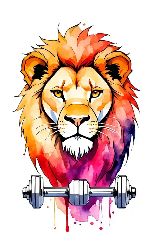 Lion Sketch With Gym Dumbbell