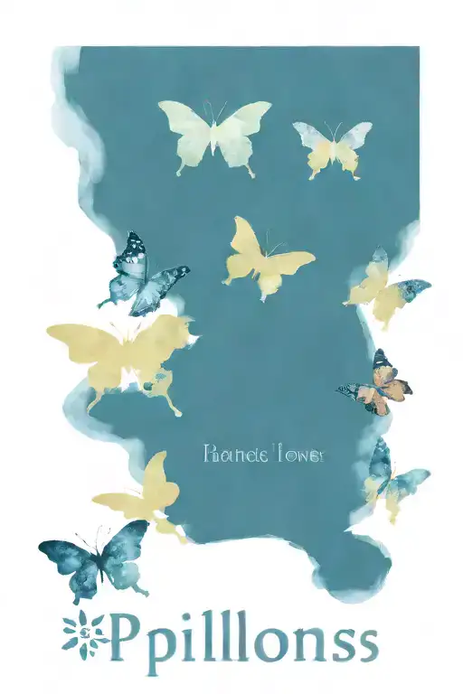 Butterflies With Paw Prints In Wings With Word Papillons