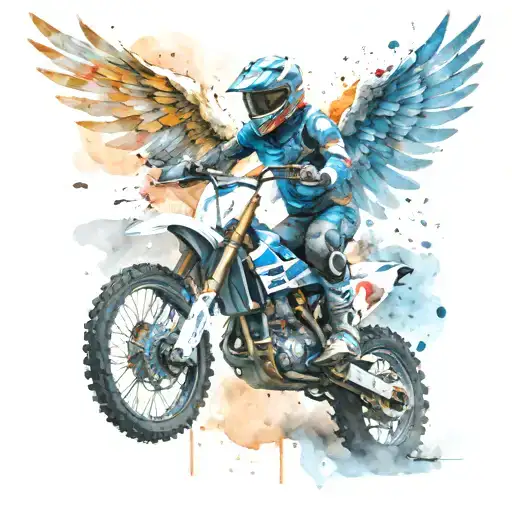 Motorcross Rider With Angel Wings Spread Wide