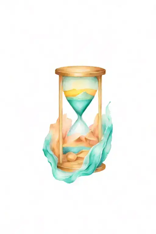 Hourglass With Water Fall In The Upper Bulb And Desert In The Lower Bulb