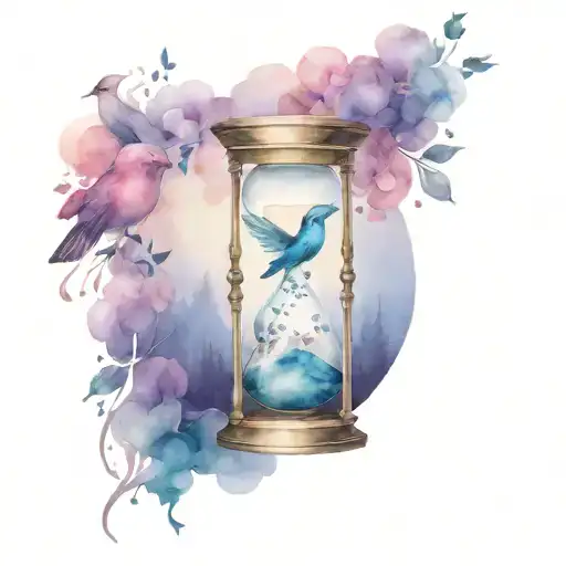 Hourglass With Enchanted Forest And Birds