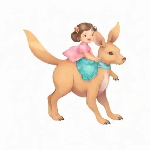 Betty Boo Riding A Kangaroo In Cartoon
