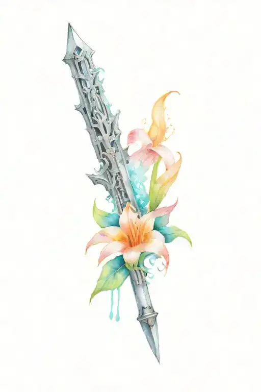 Final Fantasy Seven Buster Sword With Trumpet Lillies