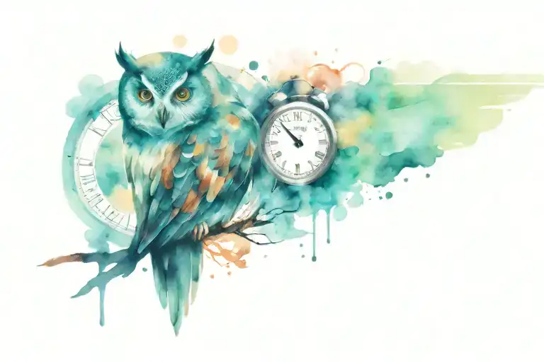 Owl With Samll Clock Embedded