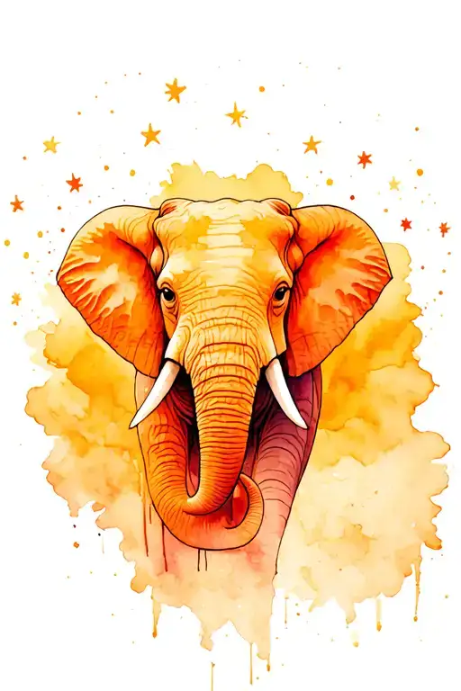 Elephant Head Aries Zodiac Sign Witchy Dot Work