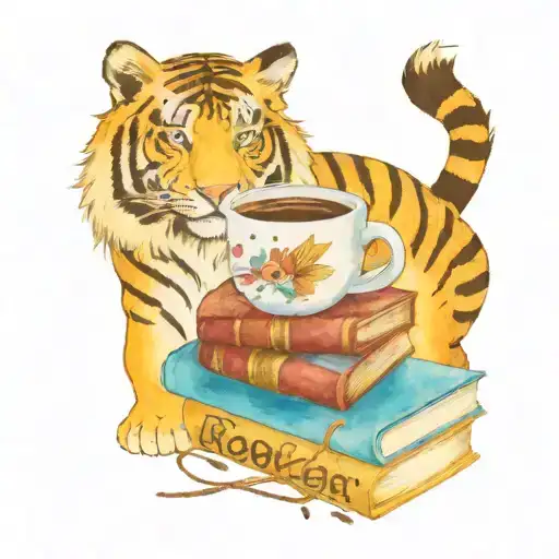 Harry Potter And Books And Coffee And Tiger