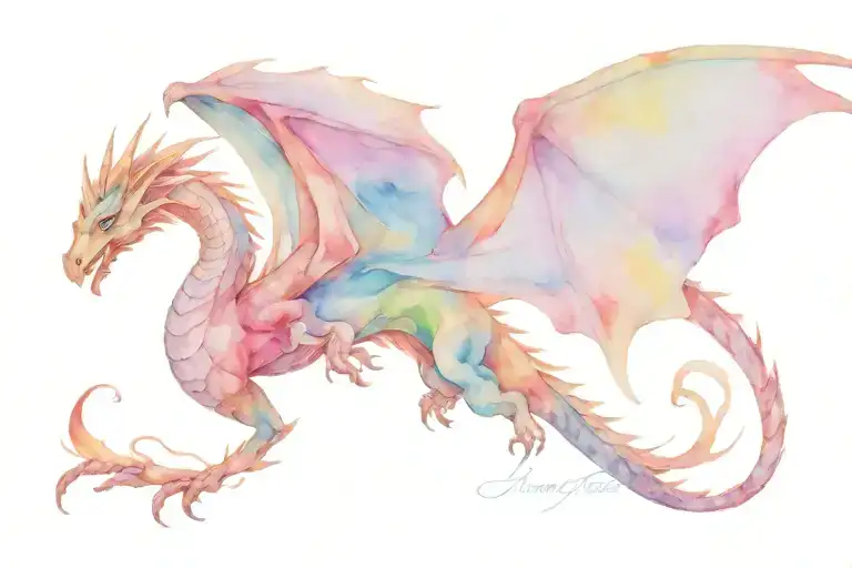 Winged Dragon Flying Abstract Representation