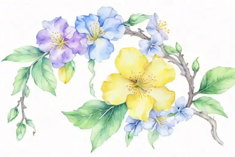 Primrose Flowers On A Vine