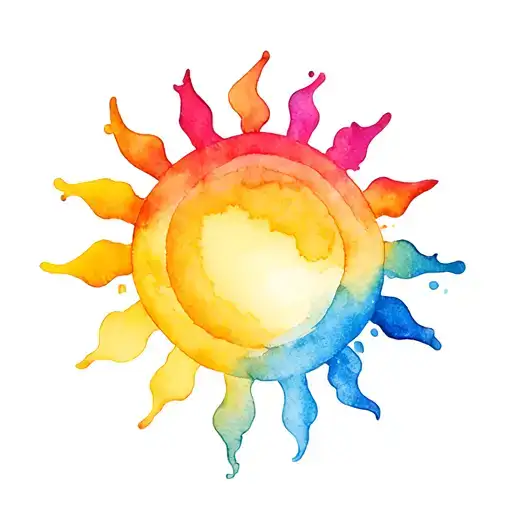 Sun With Rain Blue Rainbow