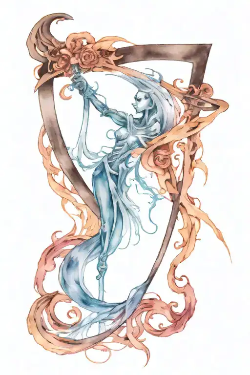 Reaper Scythe Black Abstract Tattoo Fine Line