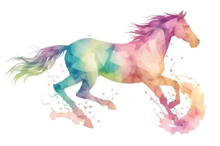 A Cardiogram Line Intertwined With A Running Horse Silhouette