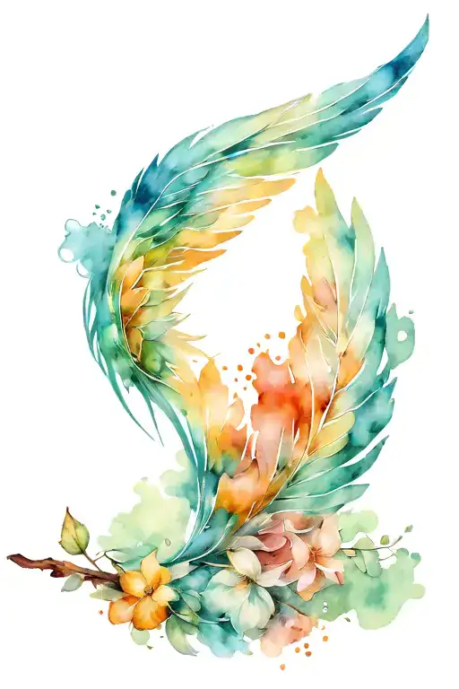 One Angel Wing Wattercolor