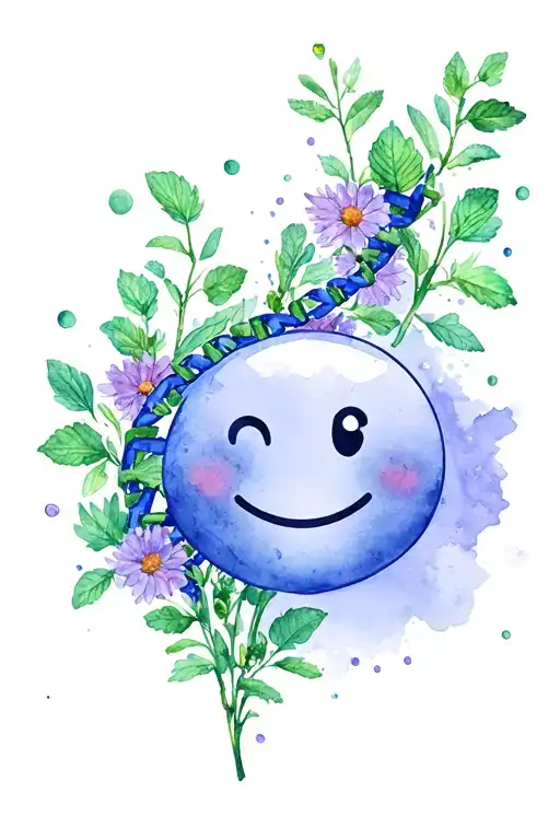 Dna Strand Made Of Marjoram Flower And Happy Emoji