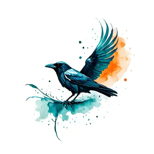Magical Raven Teal And Orange