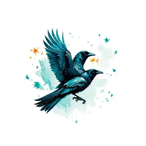 Magical Raven Teal And Orange