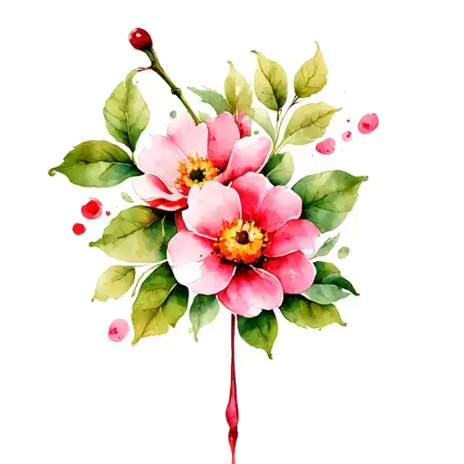 Cherry And Initial Flowers And