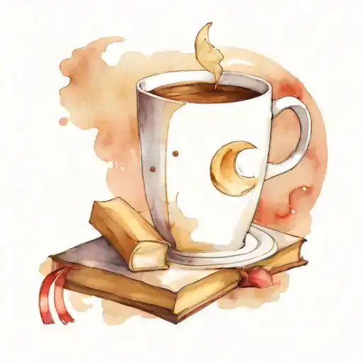 Moon And Books And Coffee Cup